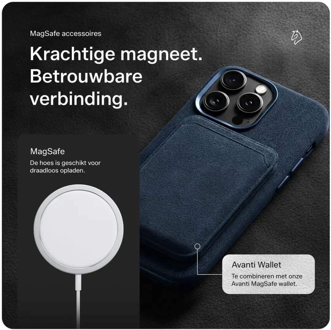Rosso Avanti Hoesje iPhone 17 Pro Max - MagSafe Blauw - 3 Pasjes
