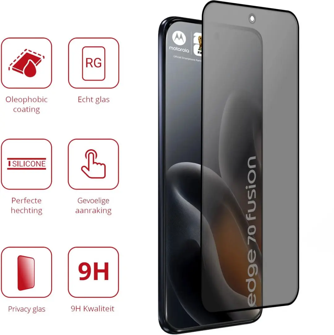 Rosso Privacy Screen Protector Motorola Edge 70 Fusion - 9H Glas
