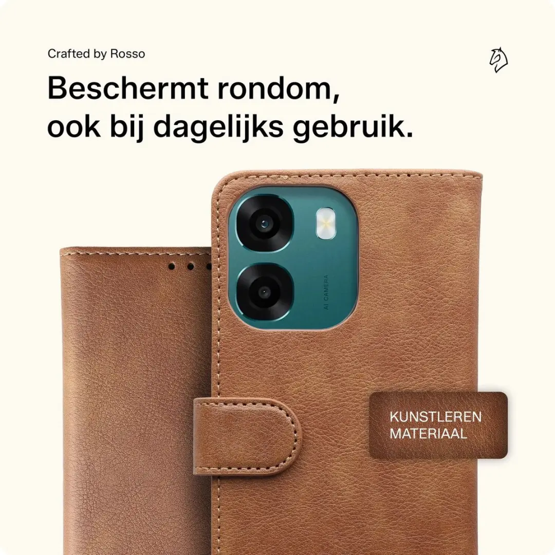 Rosso Element Wallet Book Case Oppo A6 - 3 Pasjes - Bruin