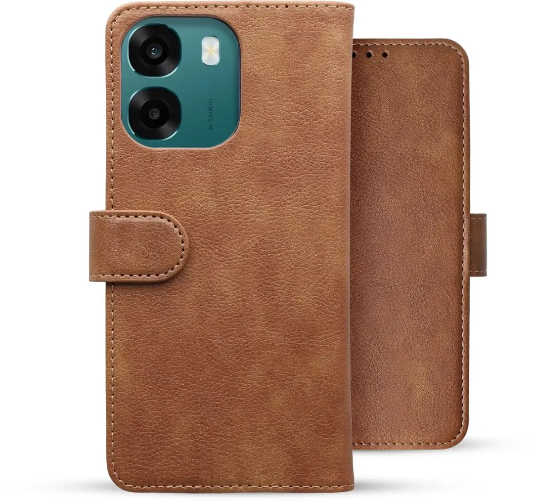 Rosso Element Wallet Book Case Oppo A6 - 3 Pasjes - Bruin - afbeelding 6 van 6