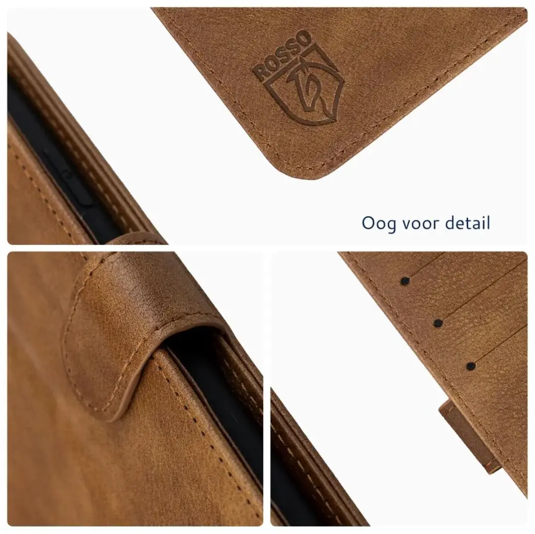Rosso Element Wallet Book Case Oppo A6x - 3 Pasjes - Bruin