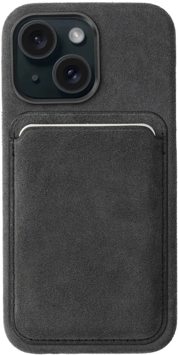 Rosso Avanti iPhone 14/13 Hoesje - Grijs Alcantara - 3 Pasjes