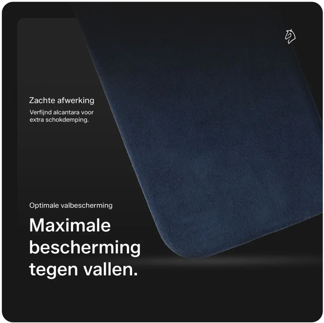 Rosso Avanti iPhone 14/13 Hoesje - MagSafe - 3 Pasjes - Blauw Alcantara