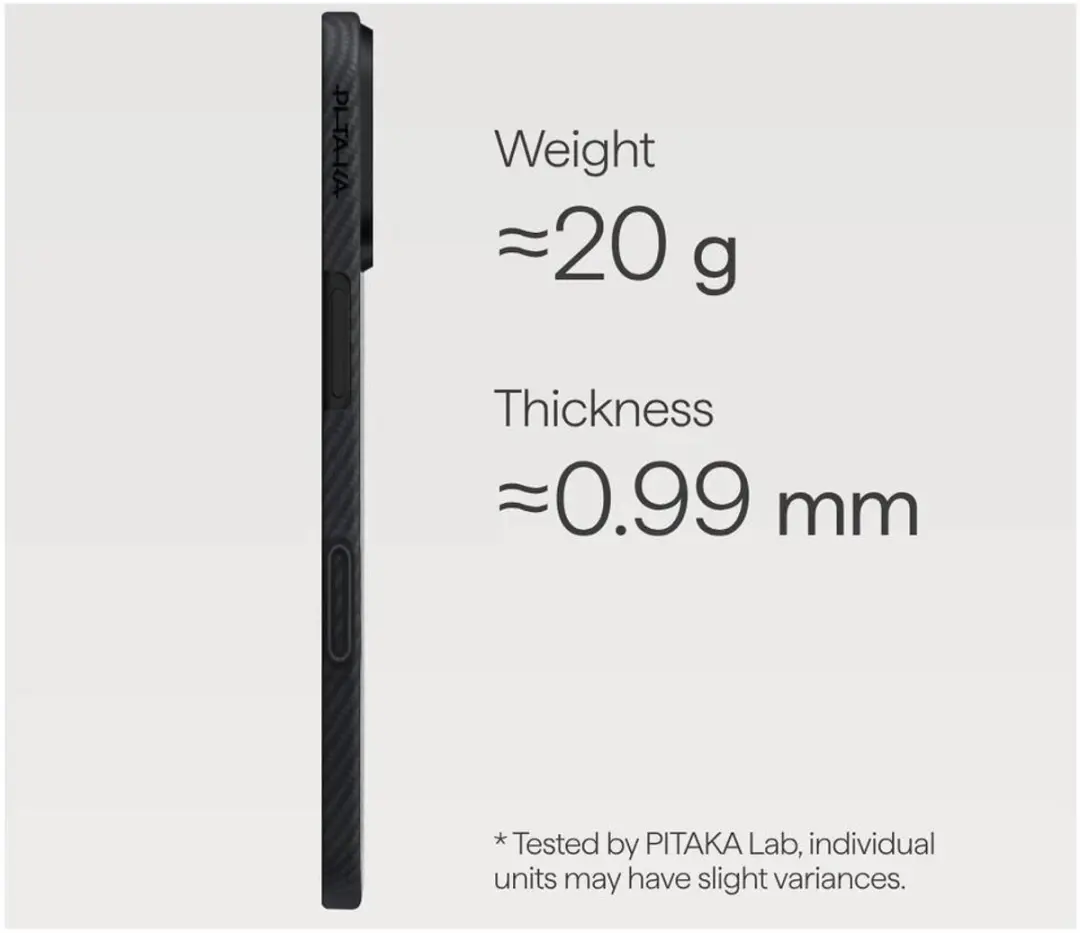 Pitaka Ultra Slim Hoesje iPhone 17 KI1701 - MagSafe - Aramidevezel - Zwart - afbeelding 6 van 6