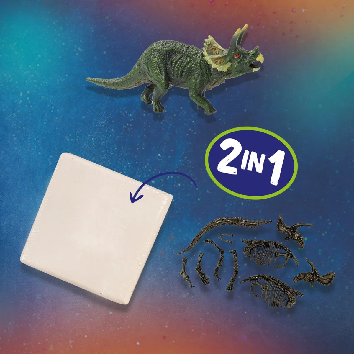 SES Creative Dino & Skelet Opgraven 2-in-1 Triceratops - Complete set