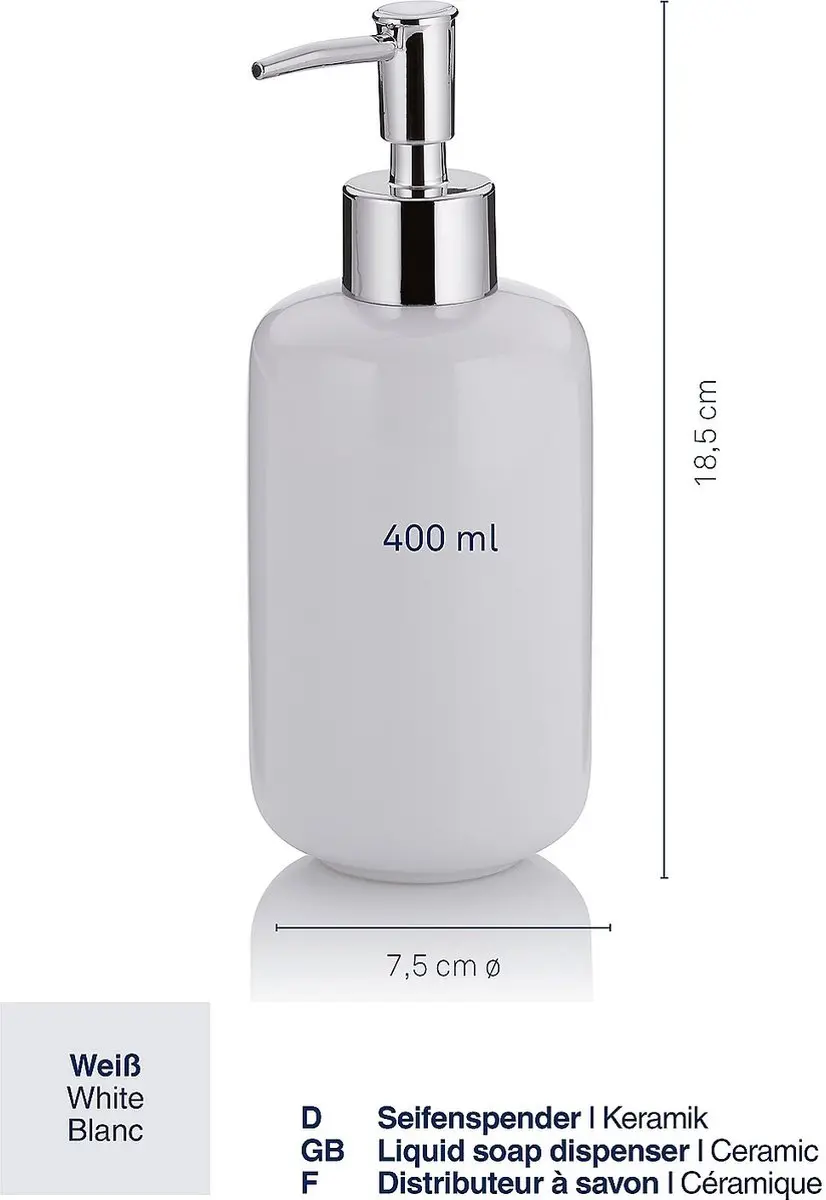 Kela Isabella Zeepdispenser 0.4L - Wit - afbeelding 6 van 6