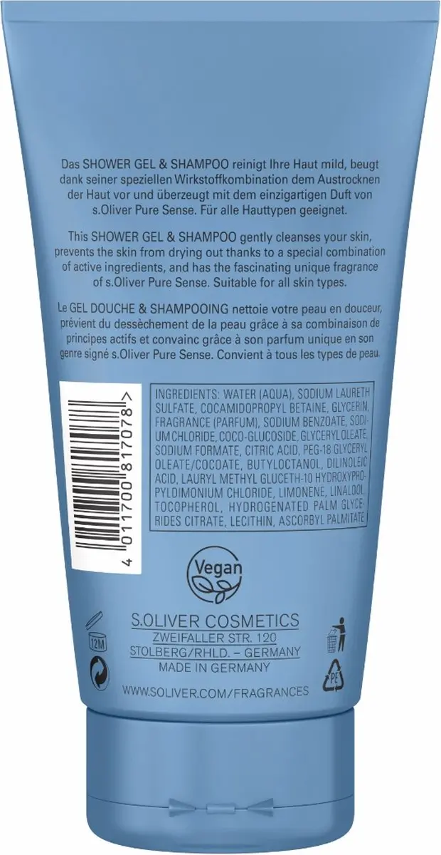 s.Oliver Pure Sense Heren Douchegel 150ml