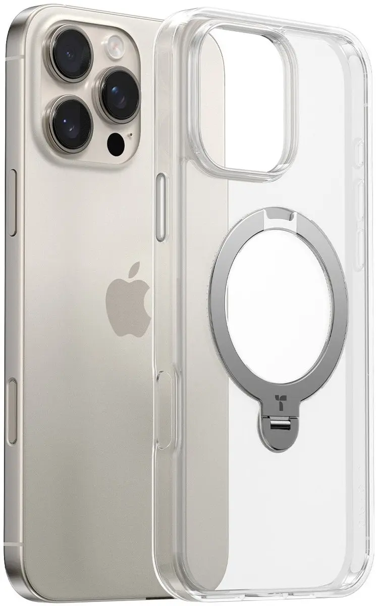 Torras UPro Ostand Spin Hoesje iPhone 16 Pro Max - Transparant