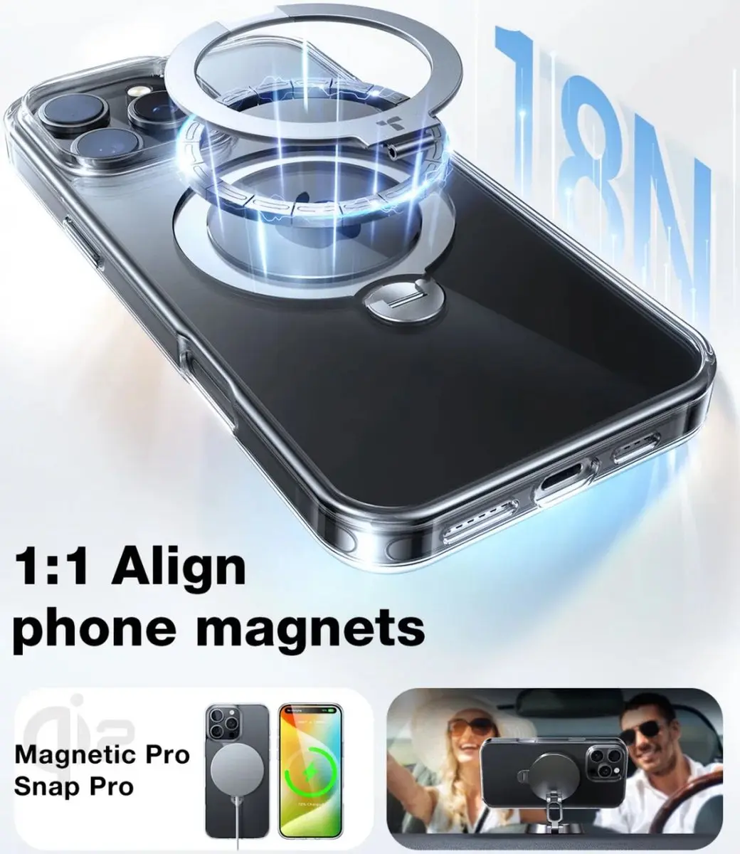 Torras UPro Ostand Spin Hoesje iPhone 16 Pro Max - Transparant