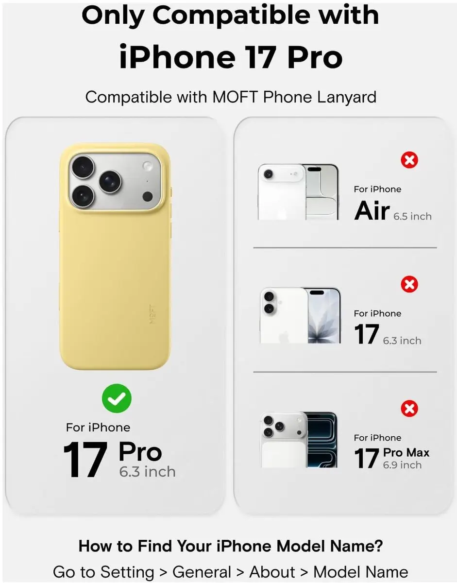 MOFT Hoesje iPhone 17 Pro - MagSafe - Vegan Leer Geel