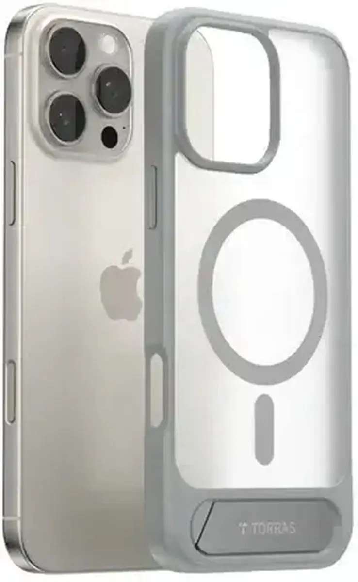 Torras UPro Pstand Hoesje iPhone 16 Pro Max - Grijs - afbeelding 6 van 6