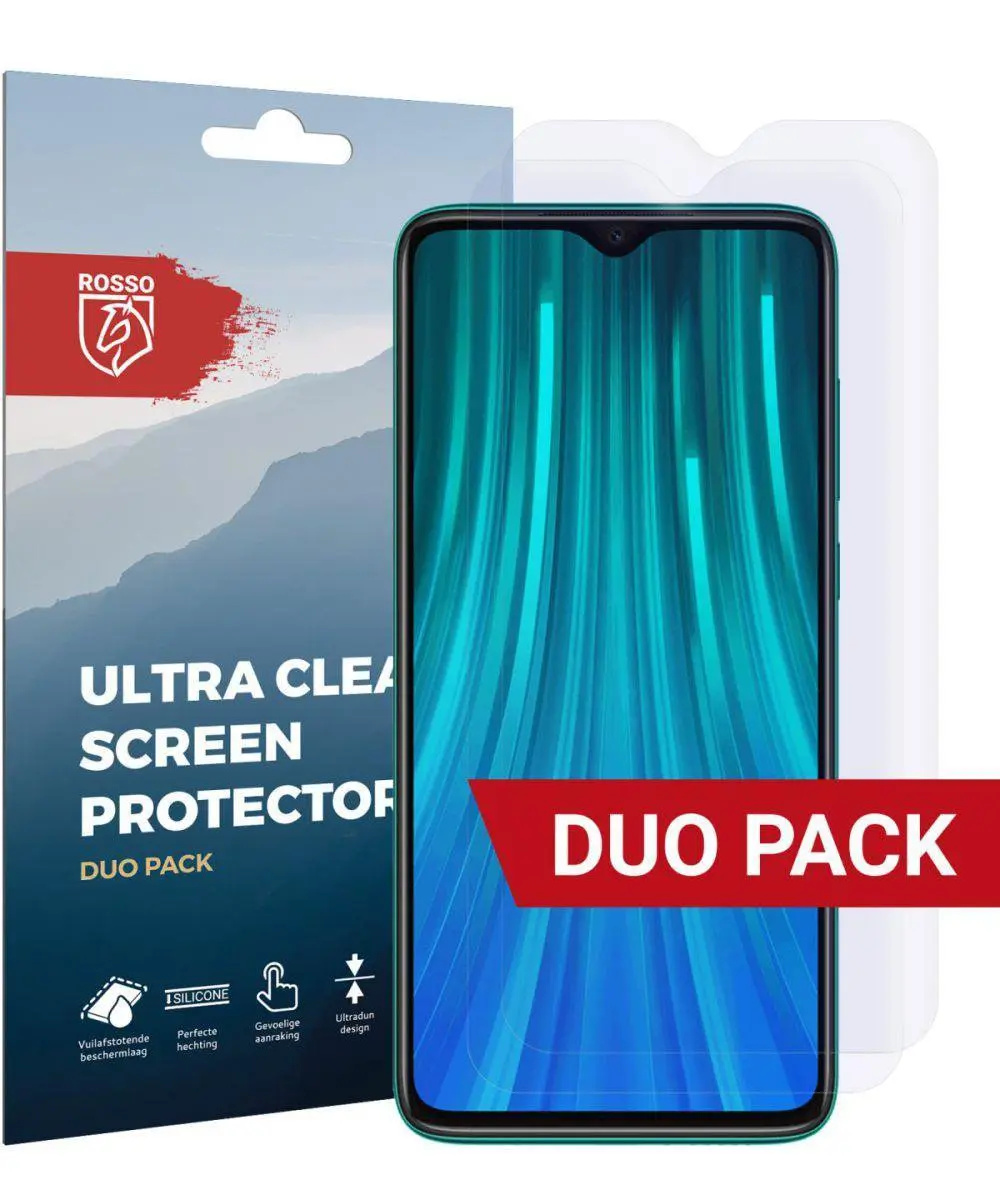 Rosso Screen Protector Ultra Clear Duo Pack Geschikt voor Xiaomi Redmi Note 8 Pr
