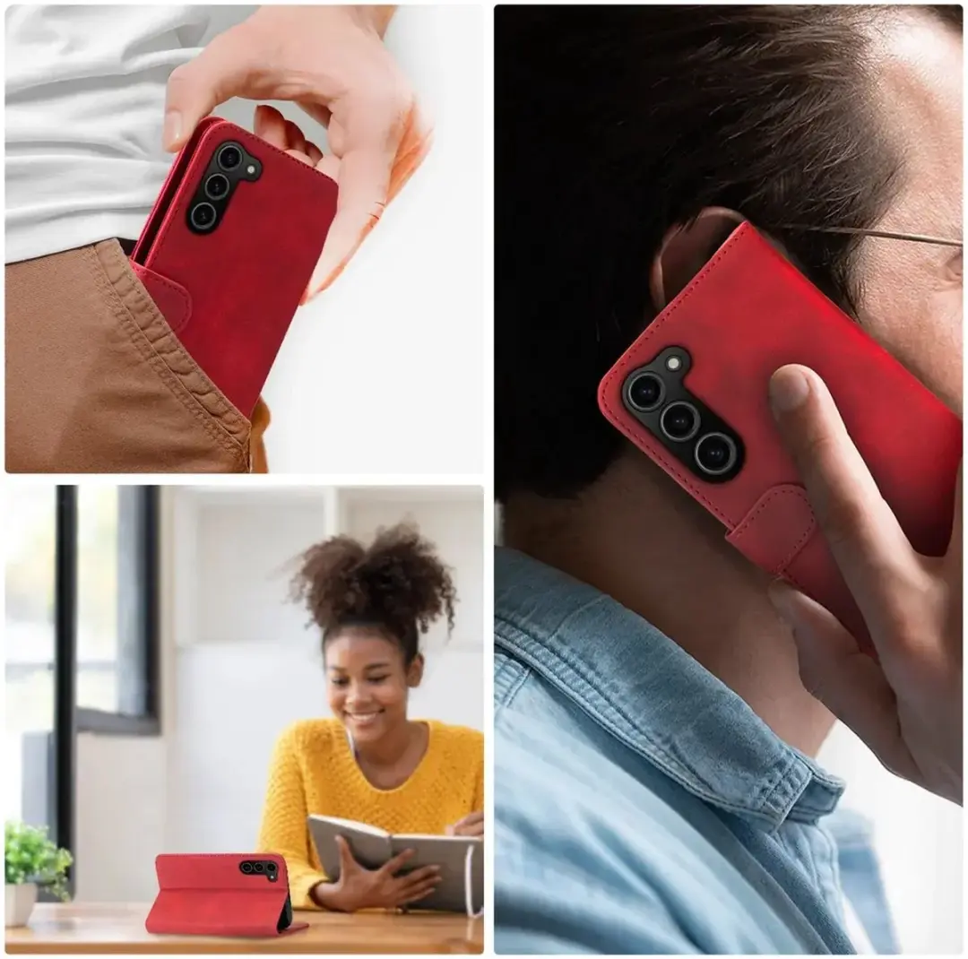 Rosso Element Book Case Wallet Samsung Galaxy S23 FE - 3 Pasjes - Rood
