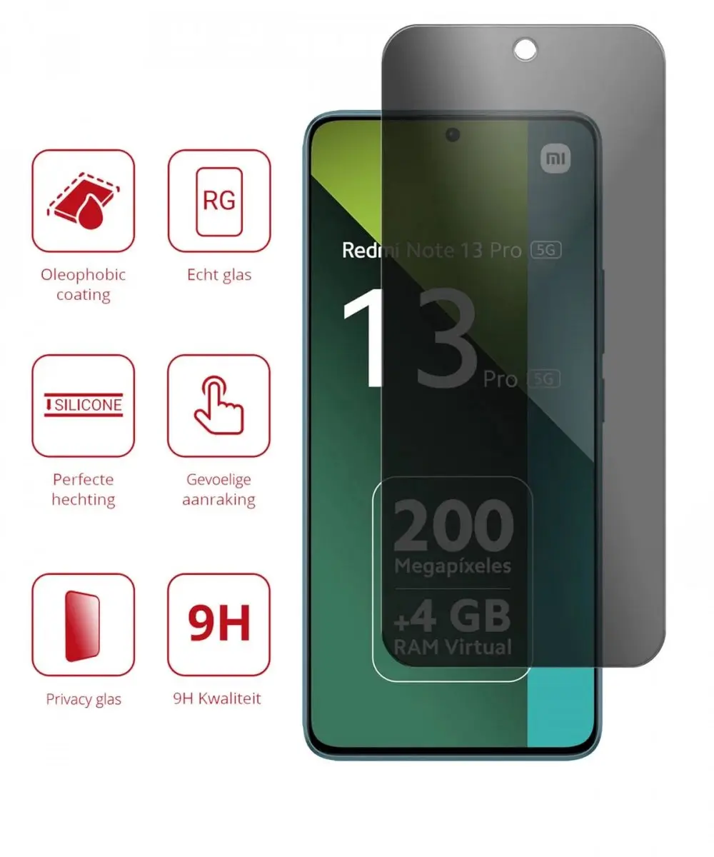 Rosso Privacy Screen Protector 9H Glas - Xiaomi Redmi Note 13 Pro/Poco M6 Pro