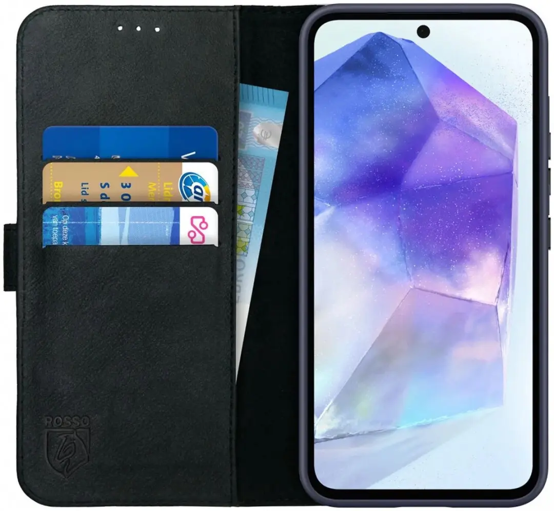 Rosso Deluxe Echt Leer Book Case Hoesje Geschikt voor Samsung Galaxy A55