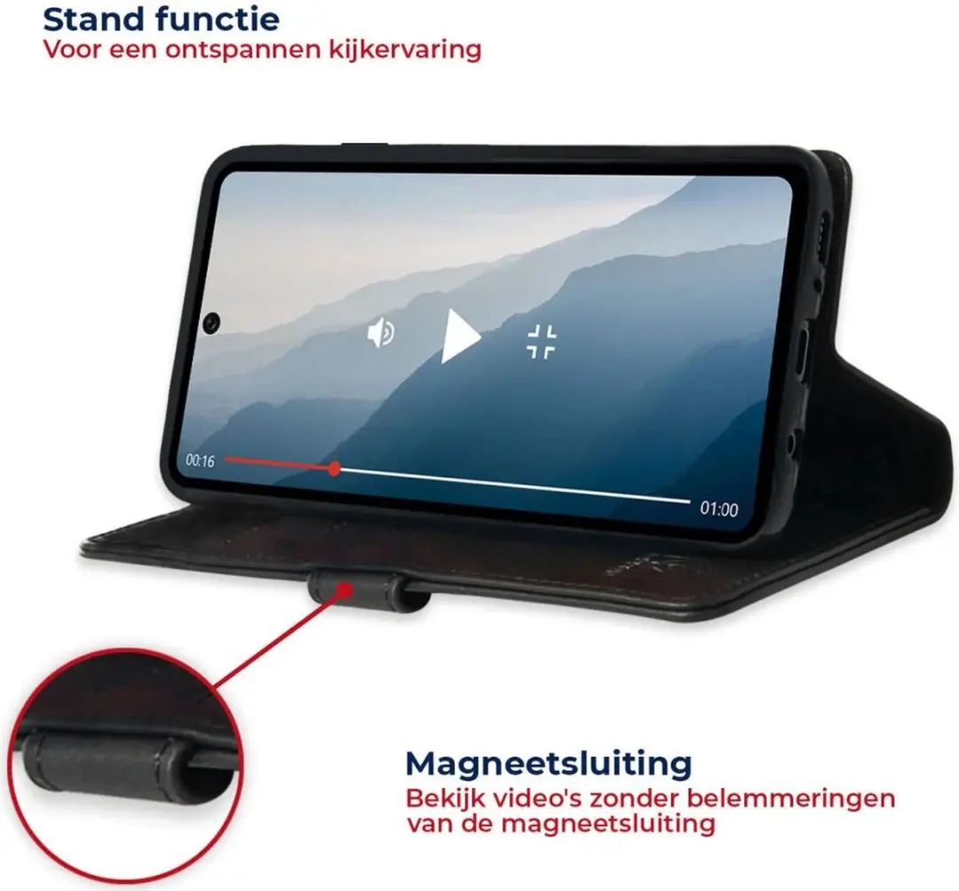 Rosso Deluxe Book Case Samsung Galaxy A55 - 3 Pasjes - Zwart