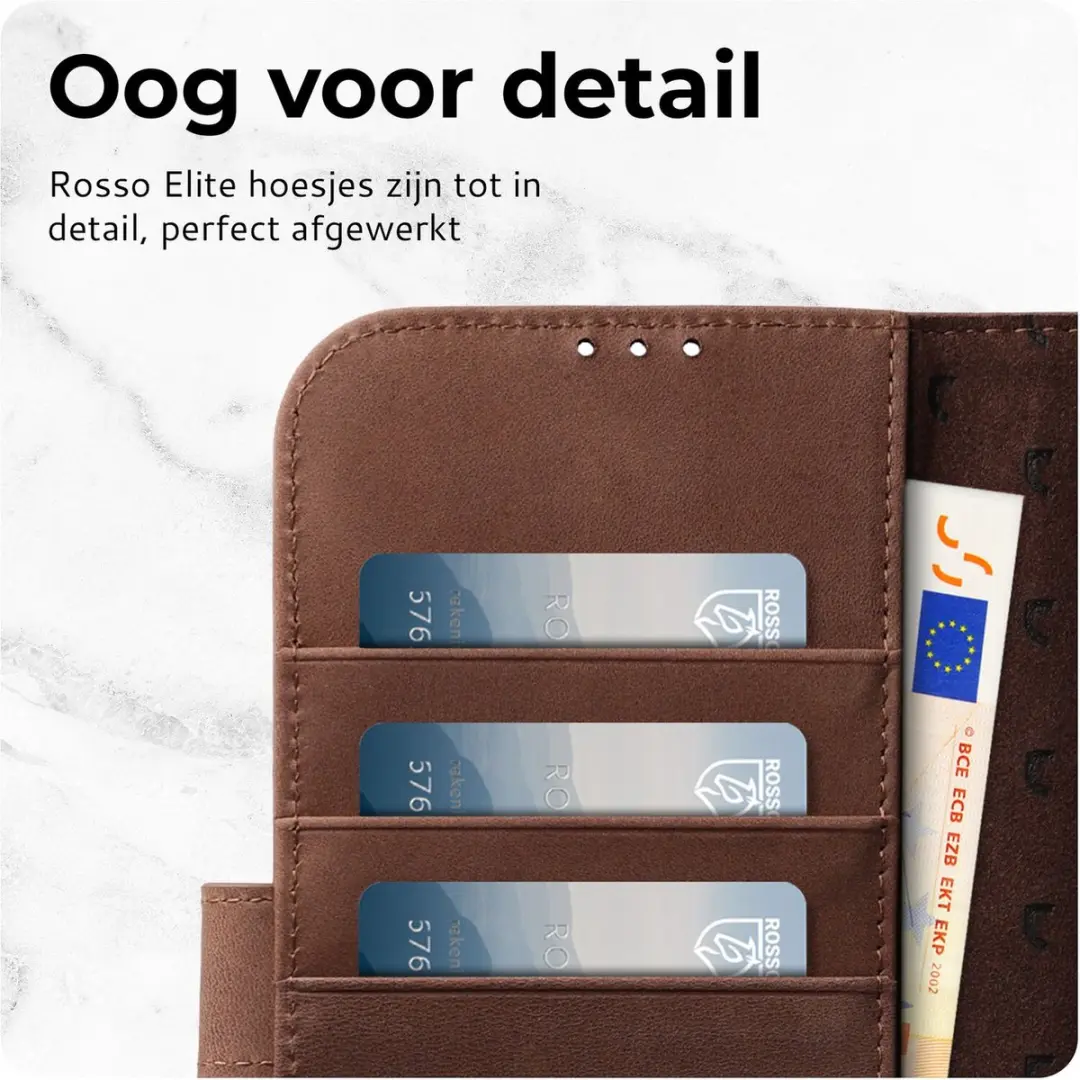 Rosso Elite 207039 Hoesje iPhone 16/17 - Echt Leer Bruin - MagSafe