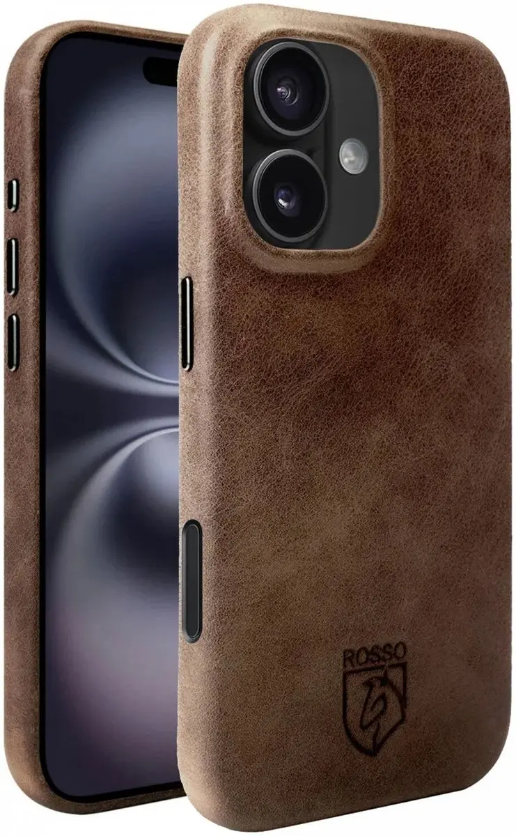 Rosso Elite 193628 Hoesje iPhone 16 - Echt Leer - Bruin