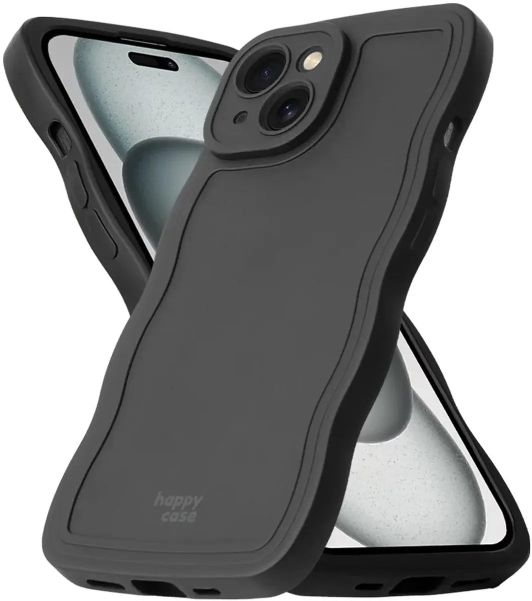 HappyCase Wavy Hoesje iPhone 15 - Zwart