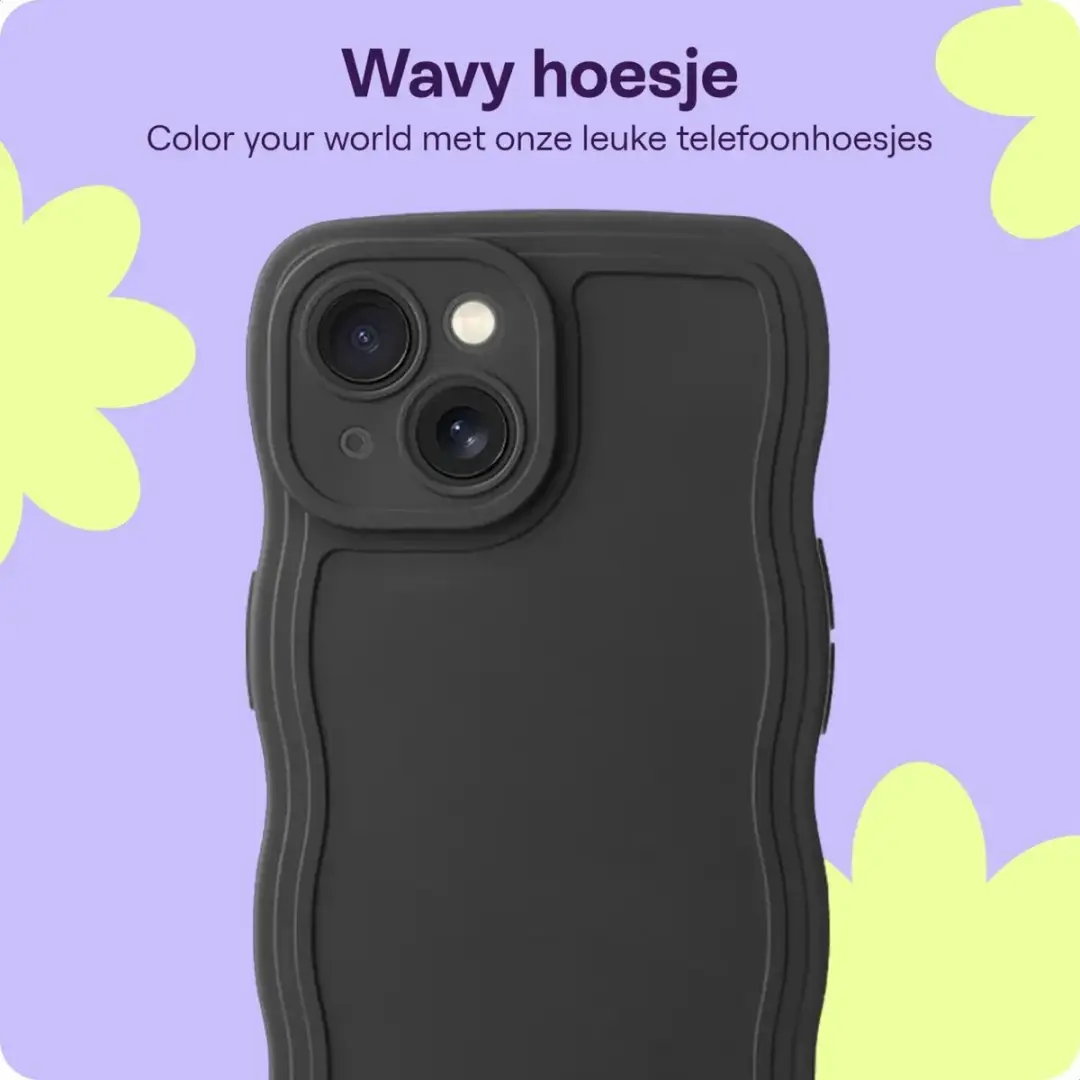 HappyCase Wavy Hoesje iPhone 15 - Zwart