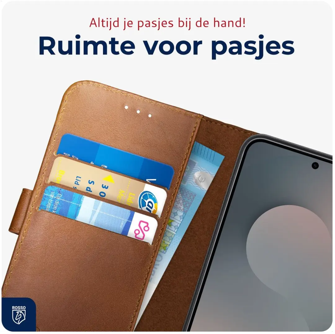 Rosso Deluxe Echt Leer Hoesje 224463 - Samsung Galaxy S25 FE - 3 Pasjes - Bruin