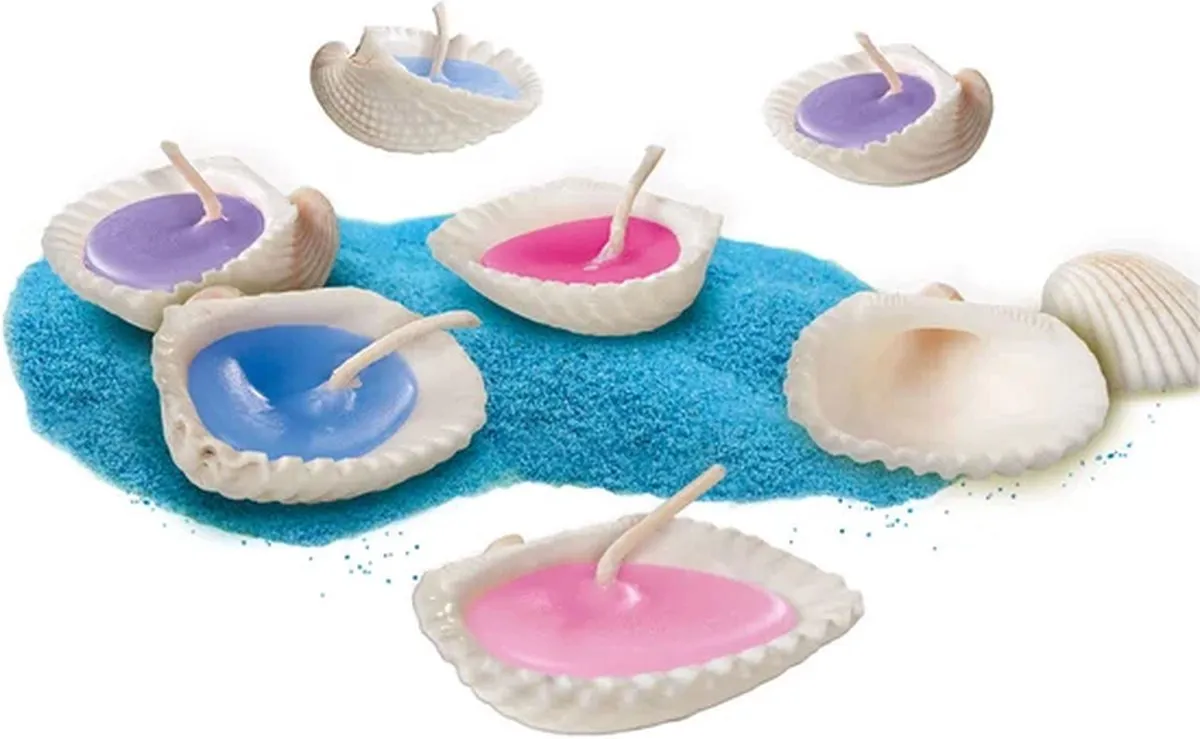SES Creative Schelp Kaarsen Maken Set - 3 Kleuren Was & Schelpen