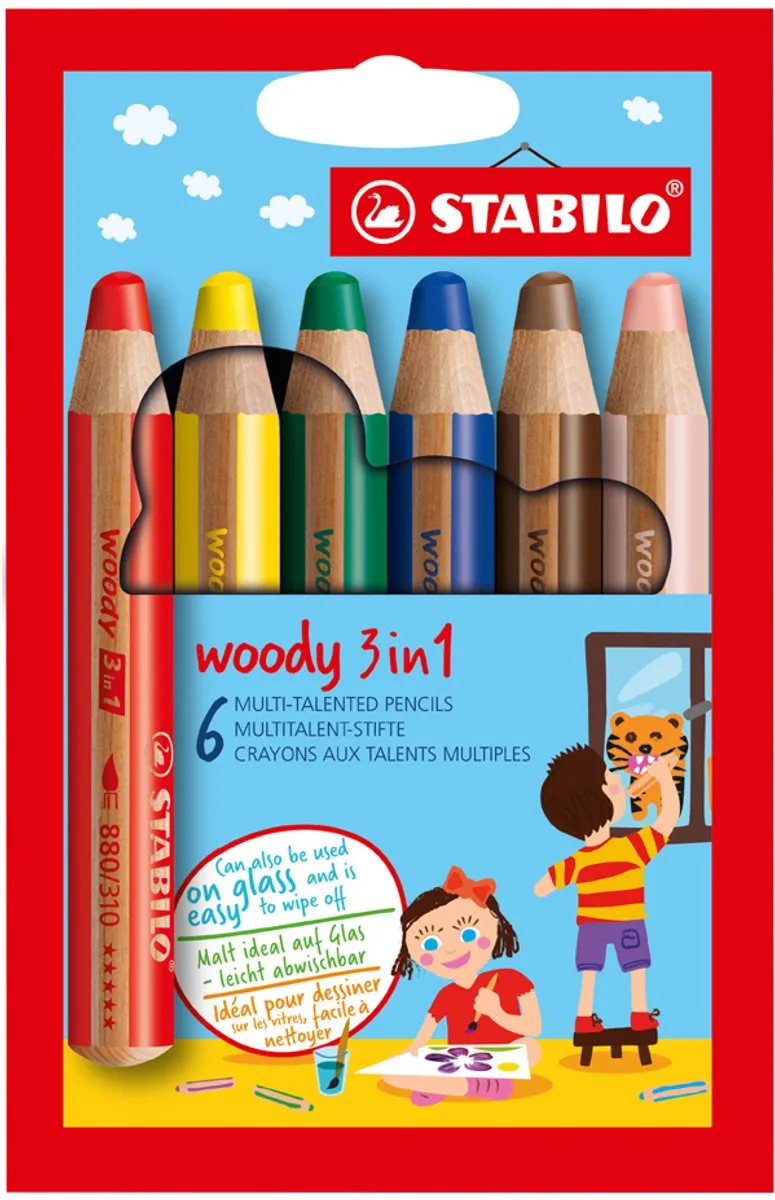 STABILO Woody 3 in 1 Multi Talent Kleurpotloden - 6 Stuks Multicolor - afbeelding 6 van 6