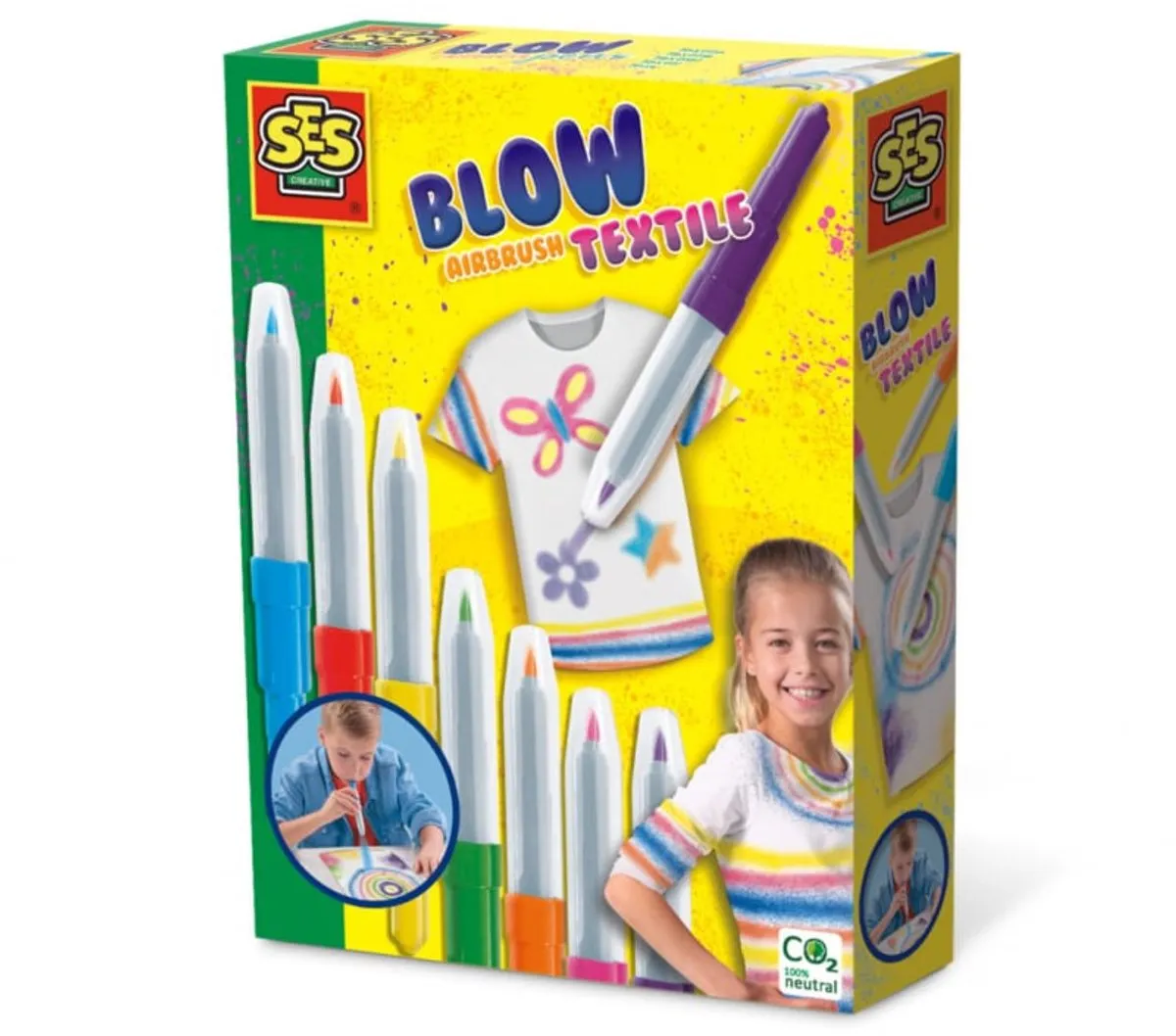 SES Creative Blow Airbrush Pens Textiel - 7 Kleuren
