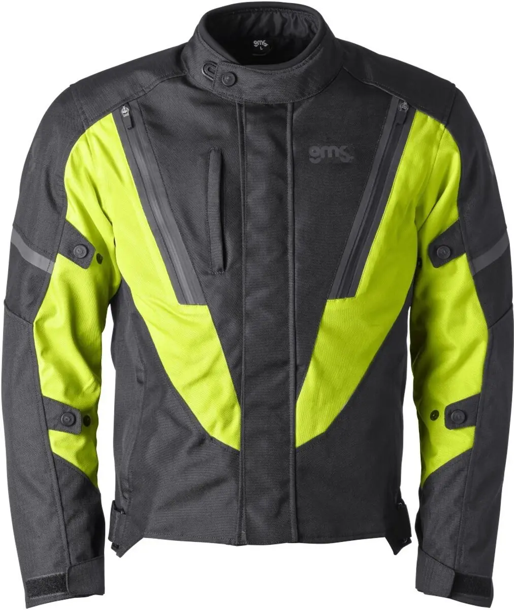 gms Avon WP Zwarte Gele Waterdichte Textiele Motorjas