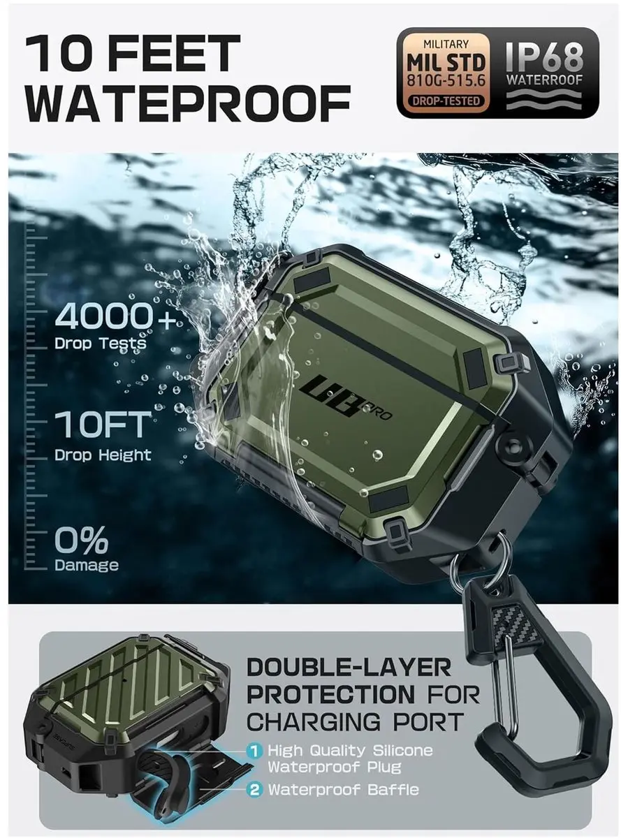 Supcase Unicorn Beetle Pro Hoesje AirPods Pro 3 - Groen - IP68 MagSafe