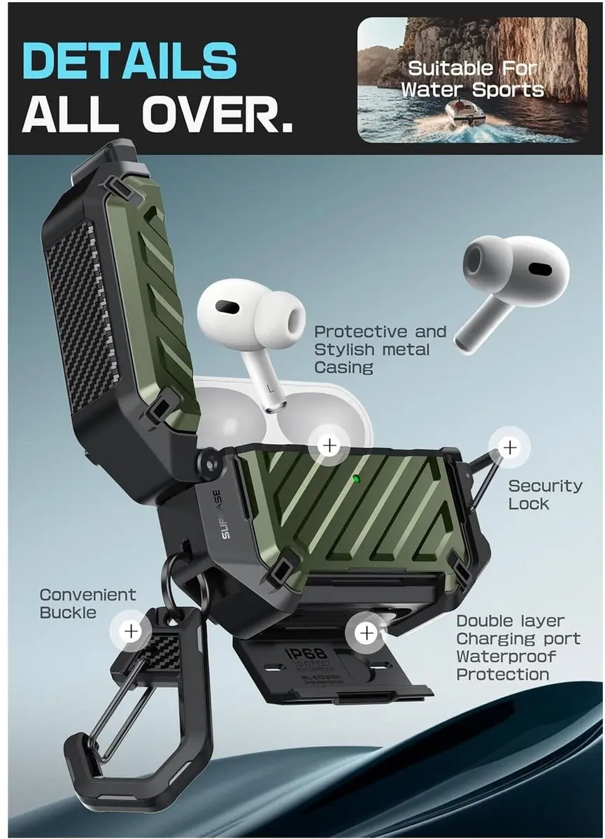 Supcase Unicorn Beetle Pro Hoesje AirPods Pro 3 - Groen - IP68 MagSafe
