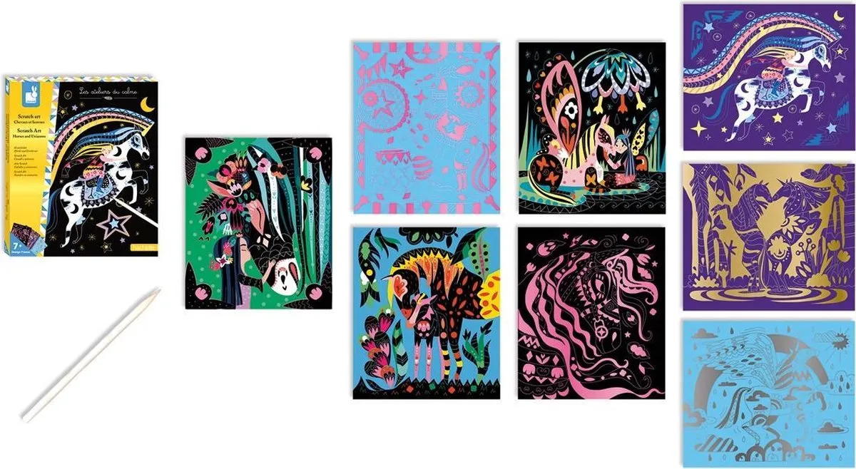 Janod Scratch Art Paarden en Eenhoorns Knutselset