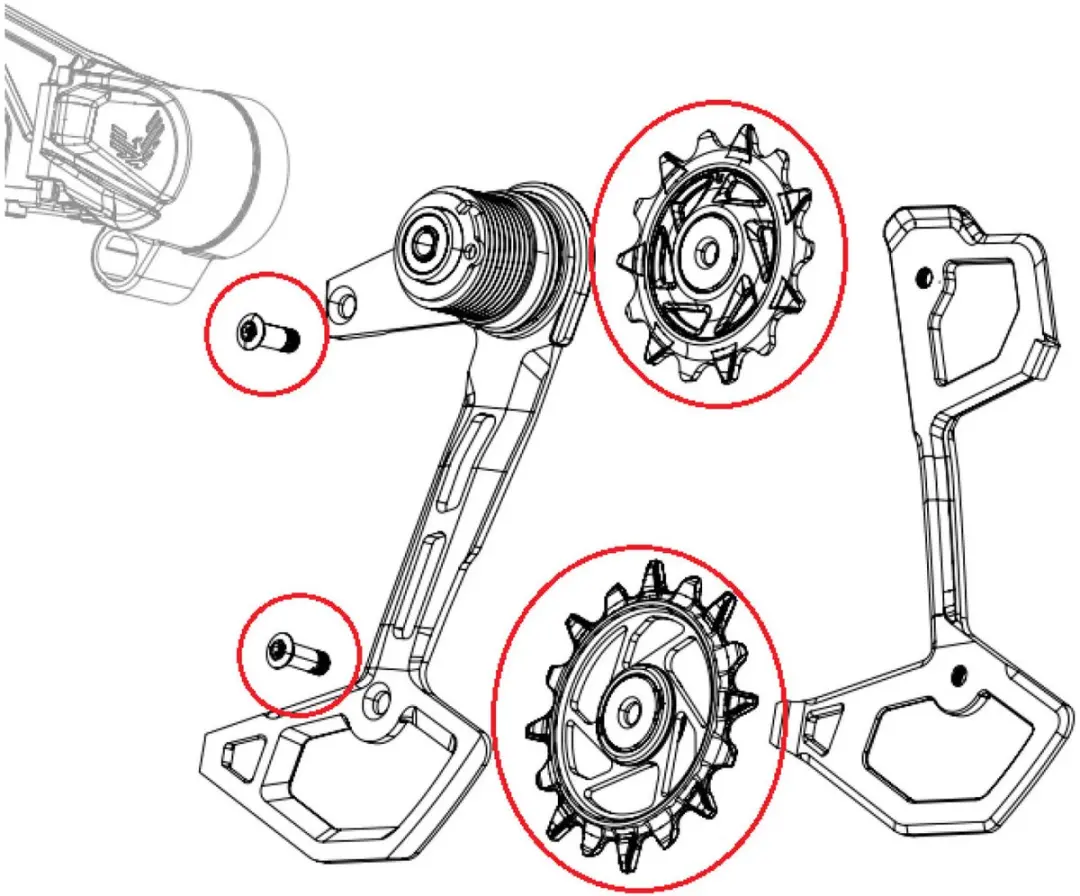 SRAM XXSL T-Type Eagle AXS Derailleurwieltjes - Zilver