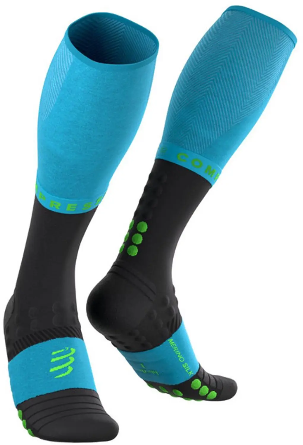 Compressport Full Socks Winter Run Compressiesokken 42-44 - Black/Safe Yellow - afbeelding 4 van 6