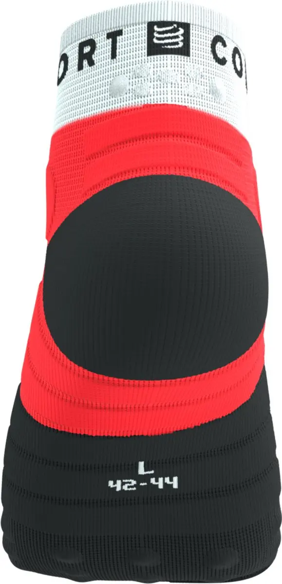 Compressport Ultra Trail Low Socks 42-44 - Fluo Rood/Wit