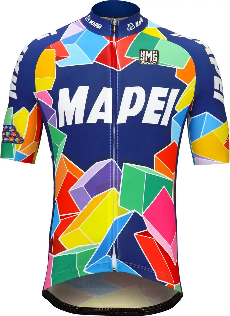 Retro Mapei fietsshirt met korte mouwen en volledige rits