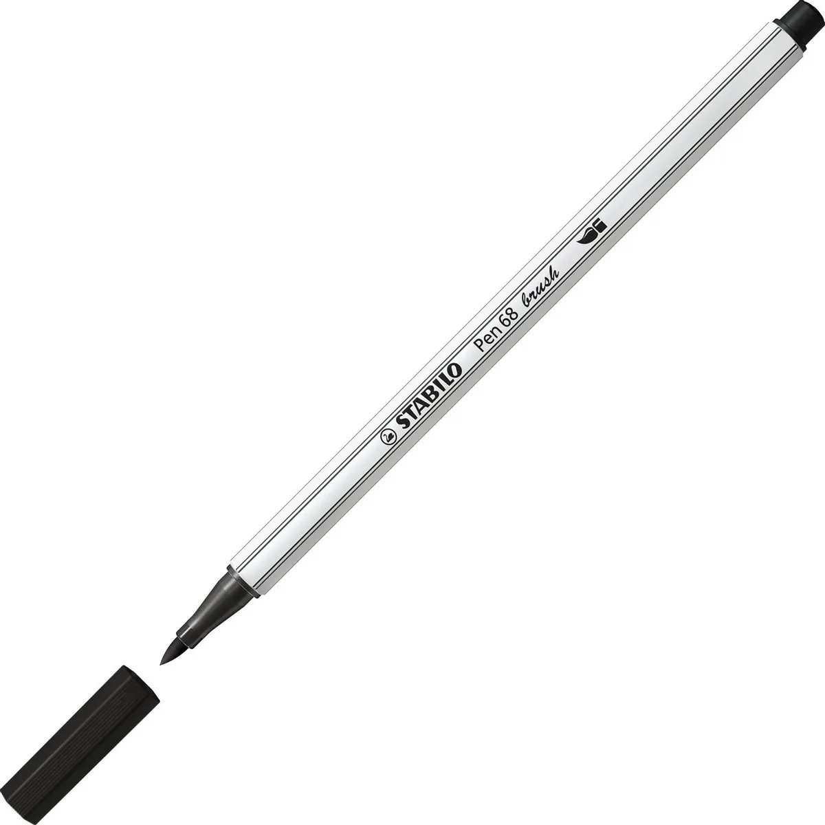 STABILO Pen 68 Brush Viltstift - Zwart