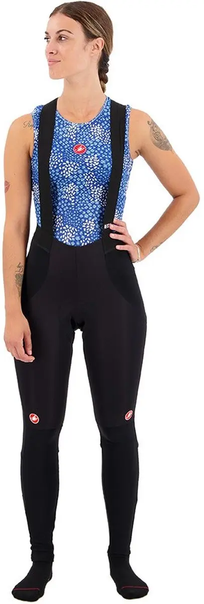 Castelli Fietsbroek lang met bretels Rain or Shine Dames Zwart Reflective