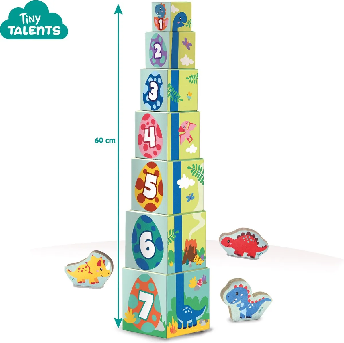 SES Creative Tiny Talents Dinosaurus Stapelblokken - 10 Stuks