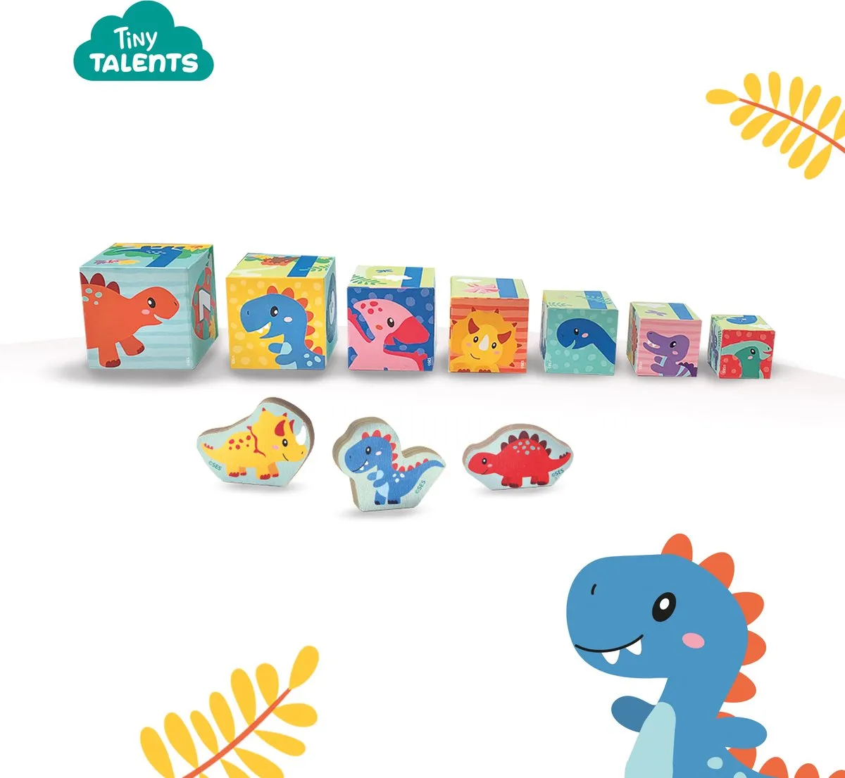 SES Creative Tiny Talents Dinosaurus Stapelblokken - 10 Stuks - afbeelding 6 van 6