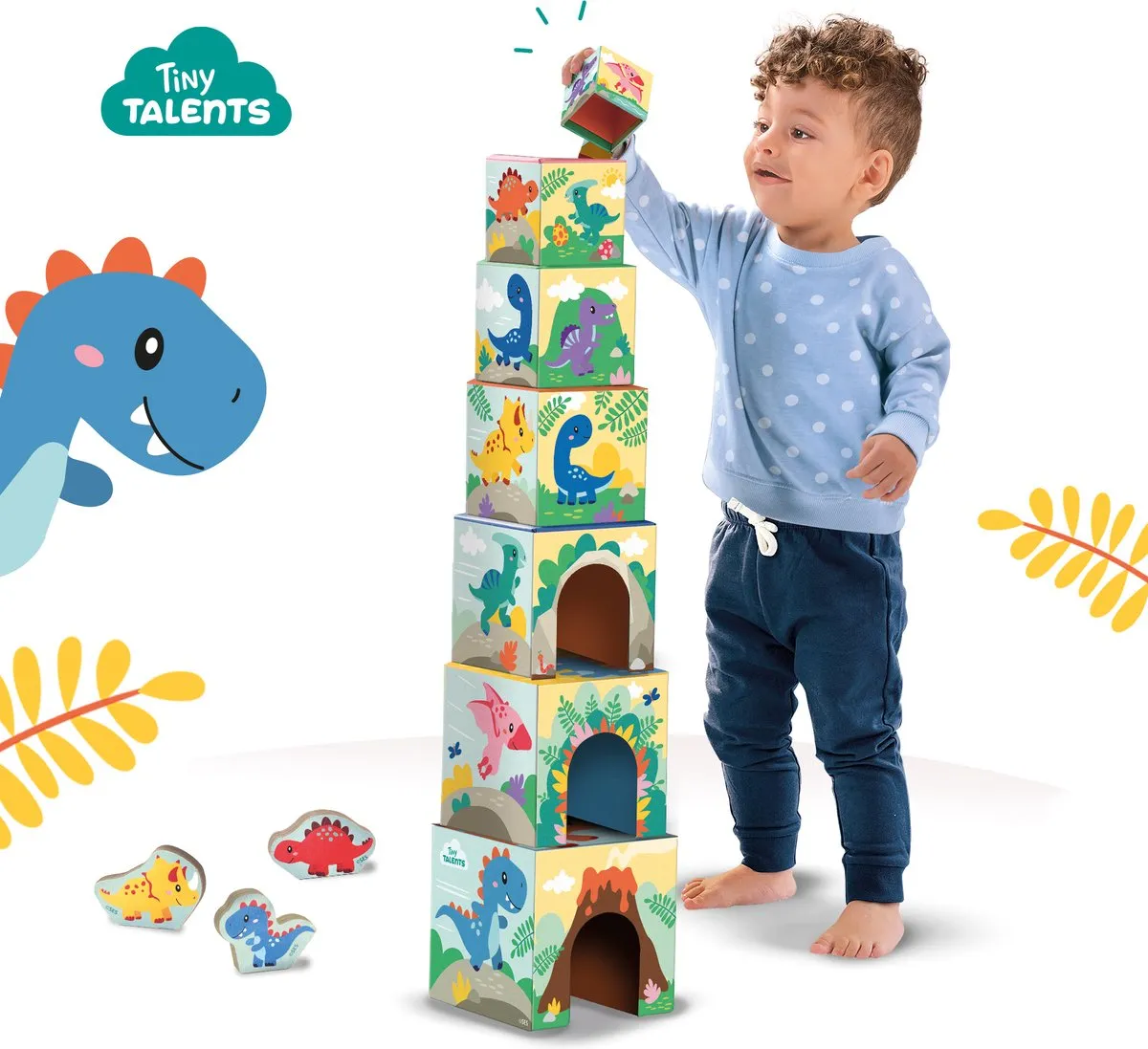 SES Creative Tiny Talents Dinosaurus Stapelblokken - 10 Stuks