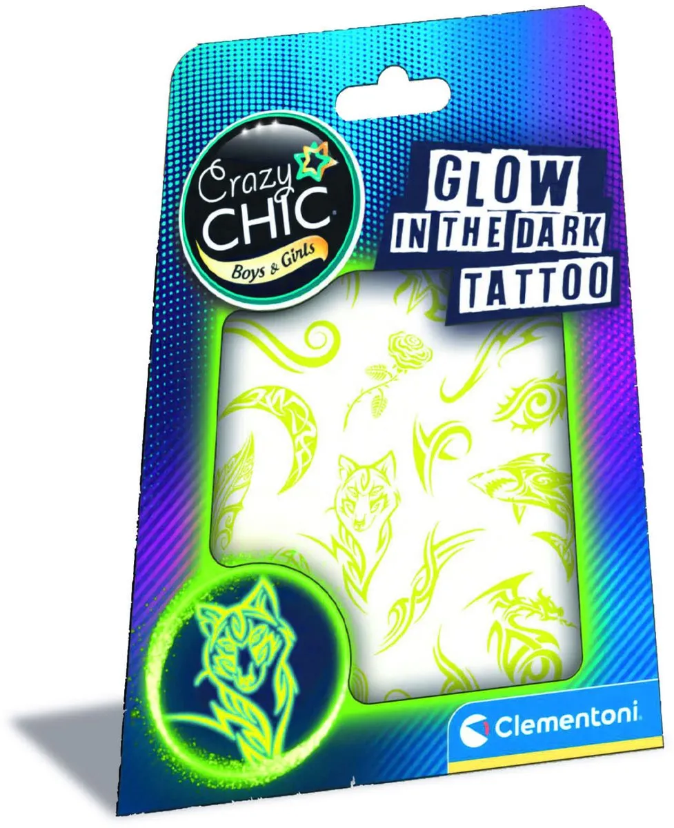 Clementoni Crazy Chic Glow in the Dark Tattoos - 22 Stuks