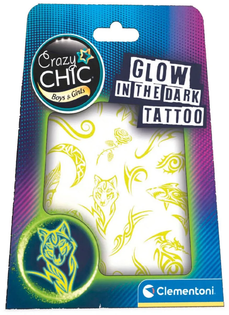 Clementoni Crazy Chic Glow in the Dark Tattoos - 22 Stuks