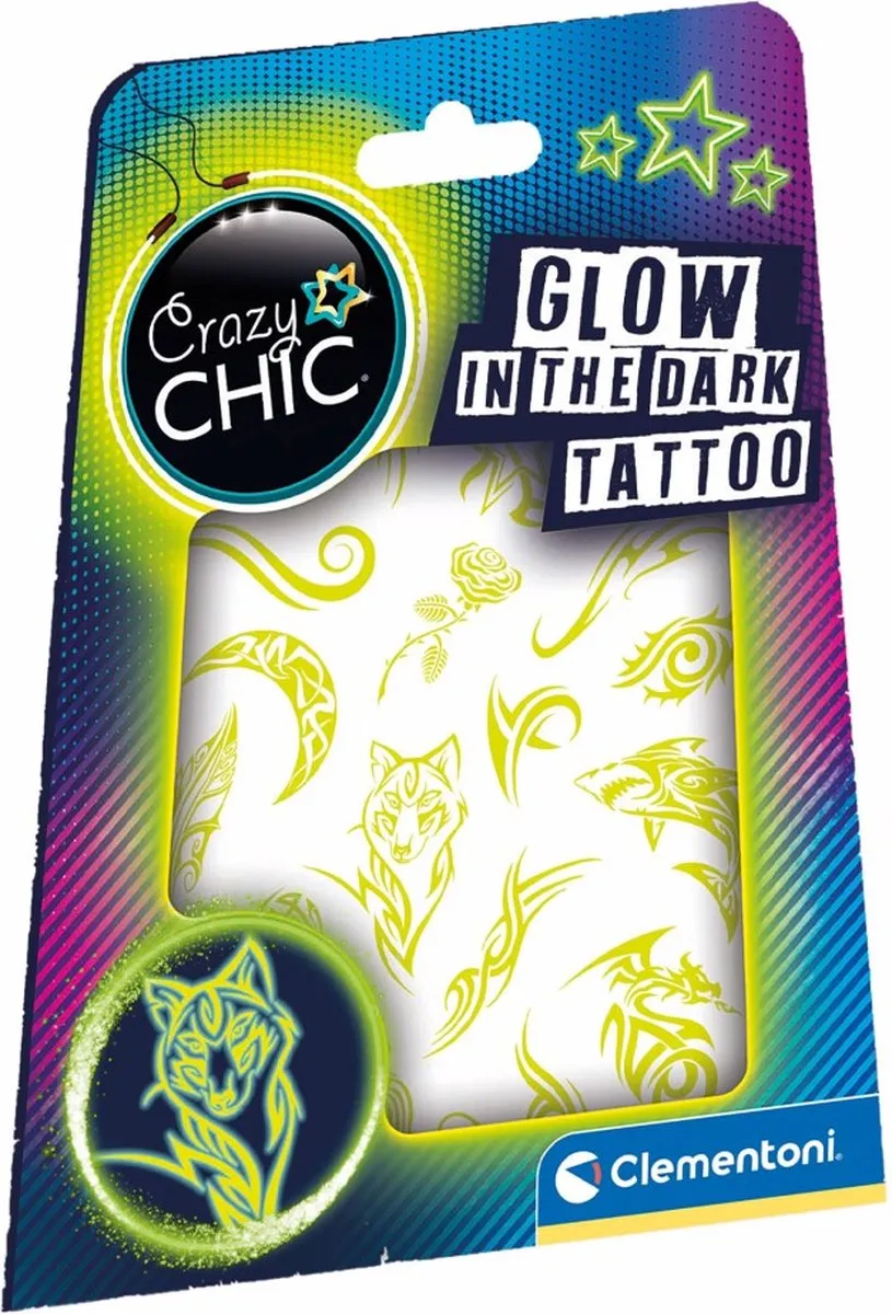 Clementoni Crazy Chic Glow in the Dark Tattoos - 22 Stuks