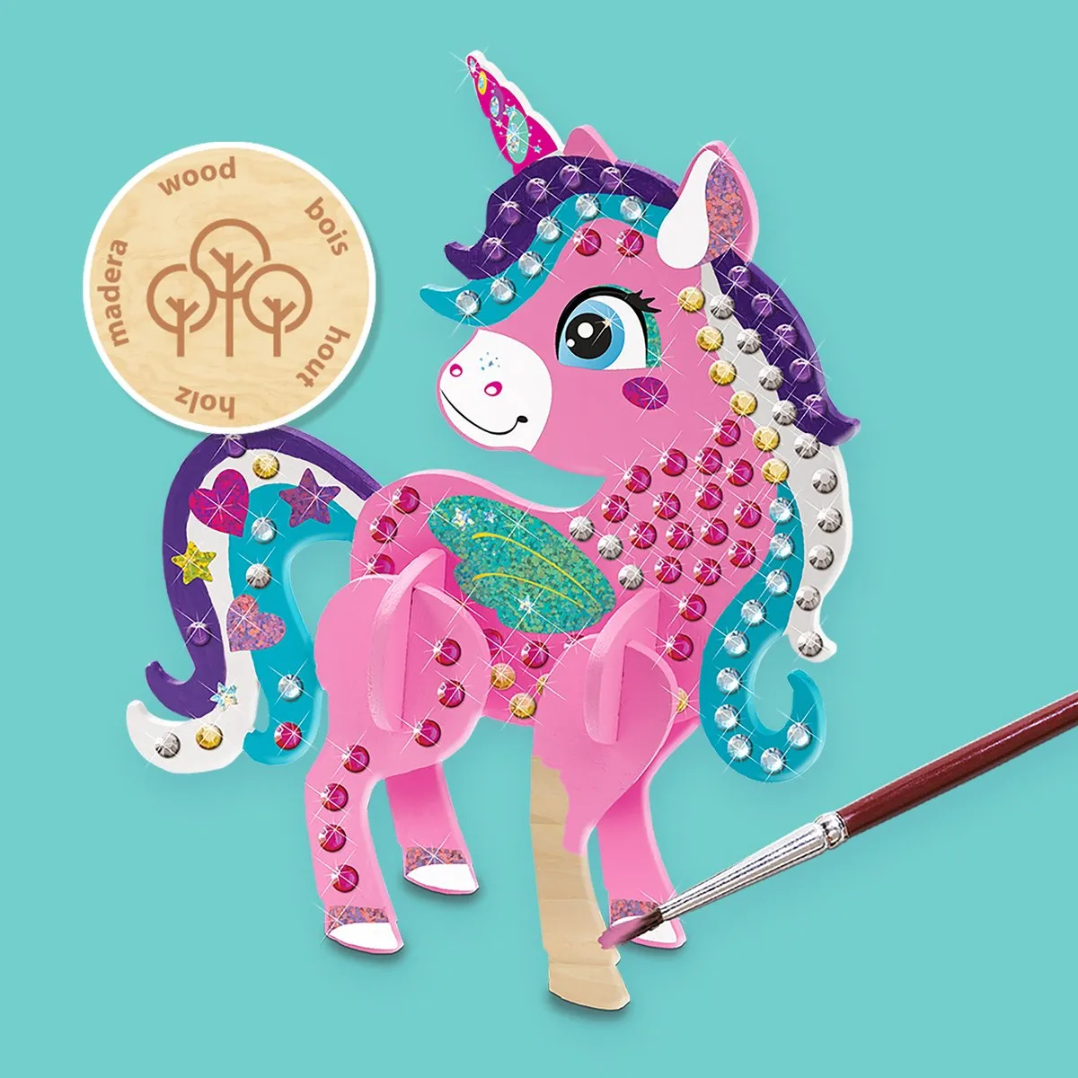 SES Creative Hobby Pink 3D Unicorns Diamant Painting - 540 Stickers - 2 Stuks