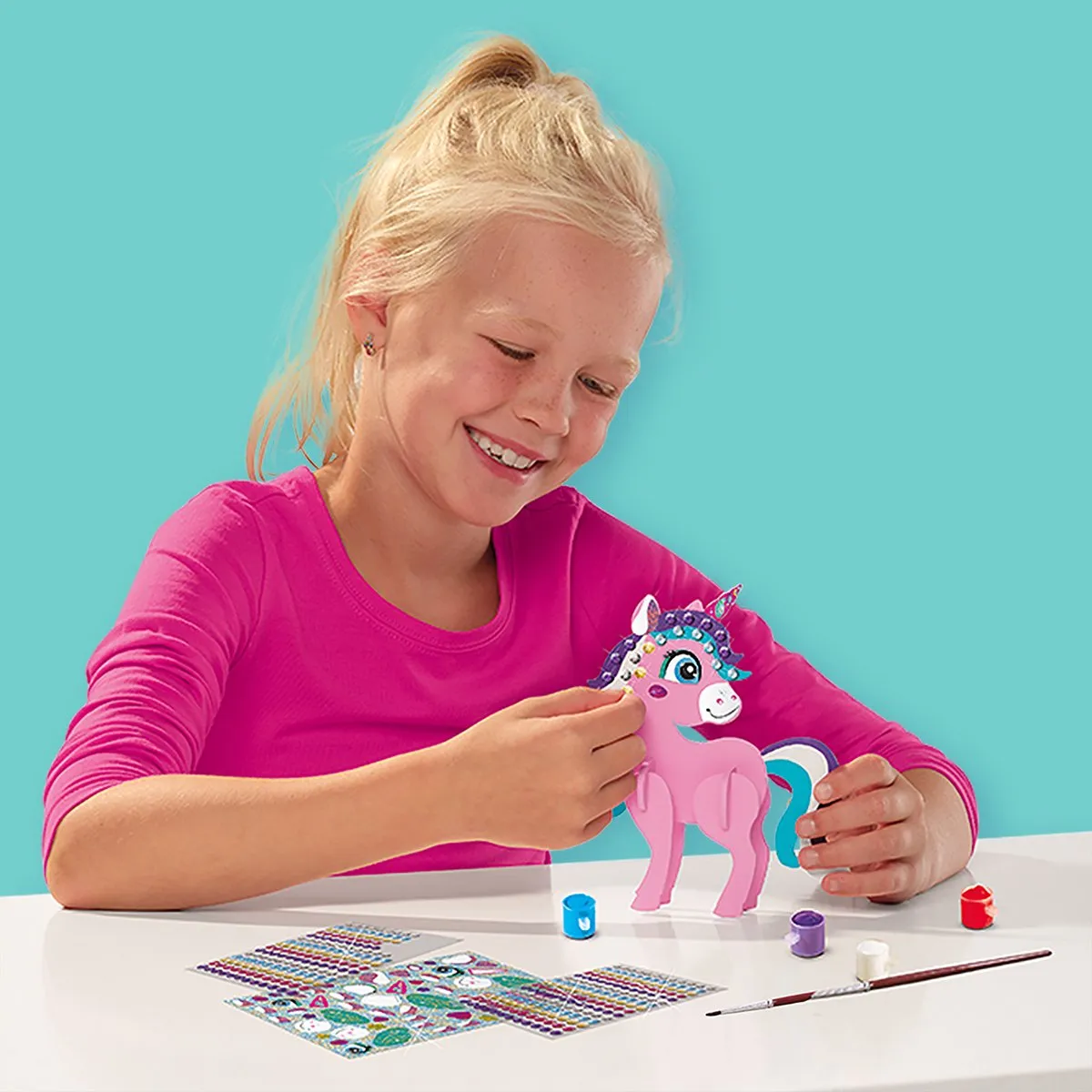 SES Creative Hobby Pink 3D Unicorns Diamant Painting - 540 Stickers - 2 Stuks