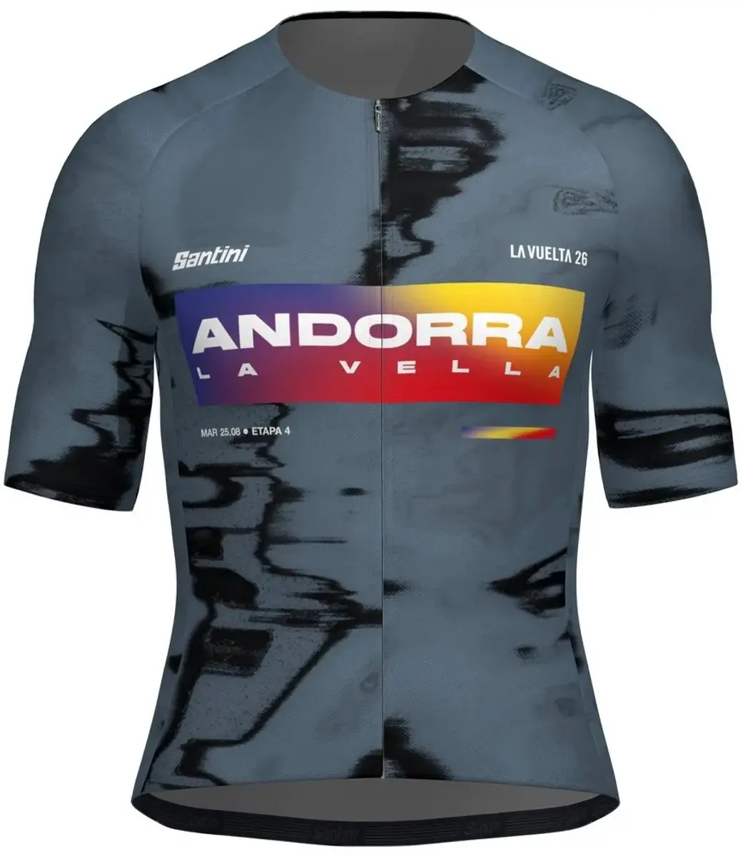 Santini La Vuelta Andorra 2026 Korte Mouw Wielertrui Grijs L Man