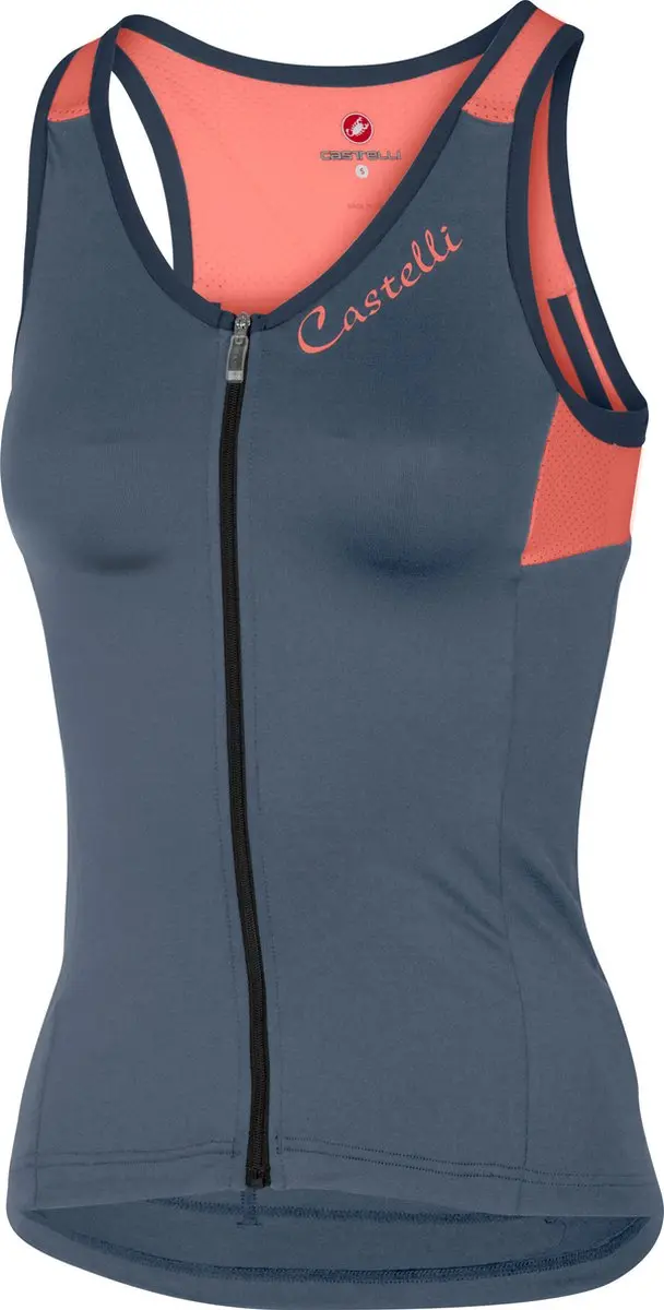 Castelli Fietsshirt mouwloos Dames Blauw Roze