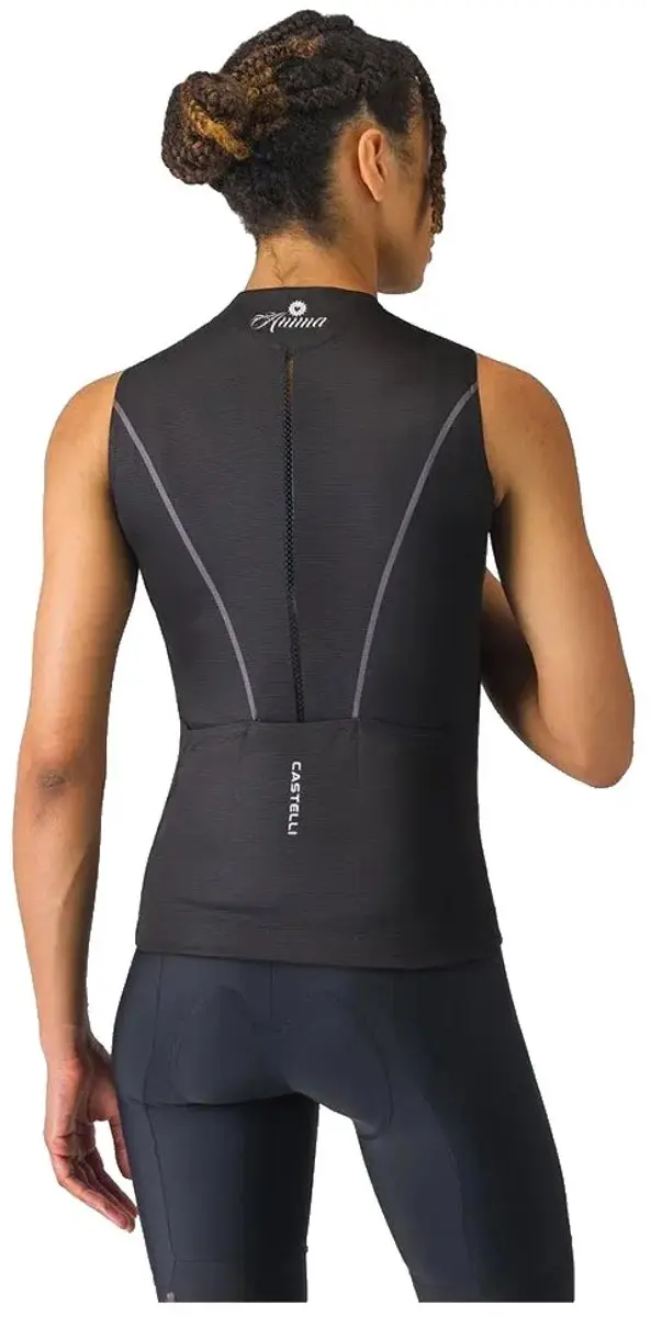 Castelli Anima Flow Mouwloos Fietstrui - S - Zwart/Wit