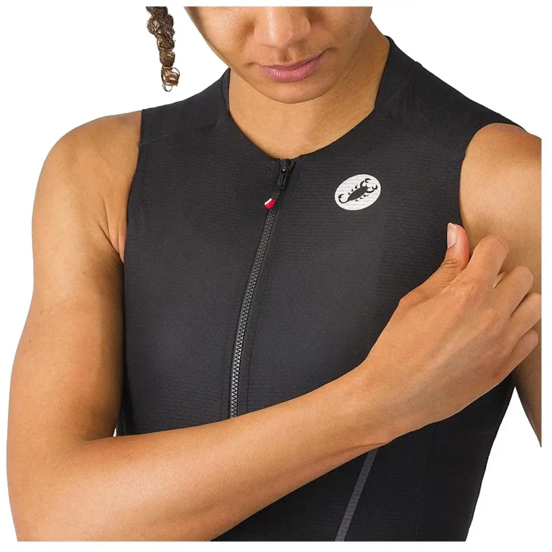 Castelli Anima Flow Mouwloos Fietstrui - S - Zwart/Wit